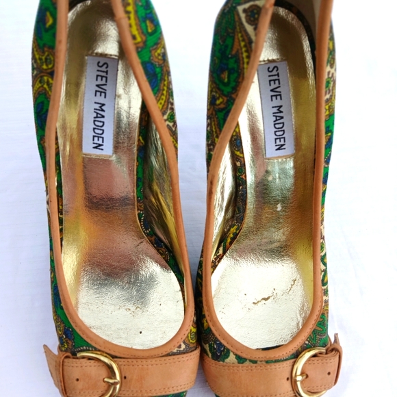 STEVE Madden Leslie Paisley Peep Toe Heels 8.5 medium 😍 - Picture 6 of 8